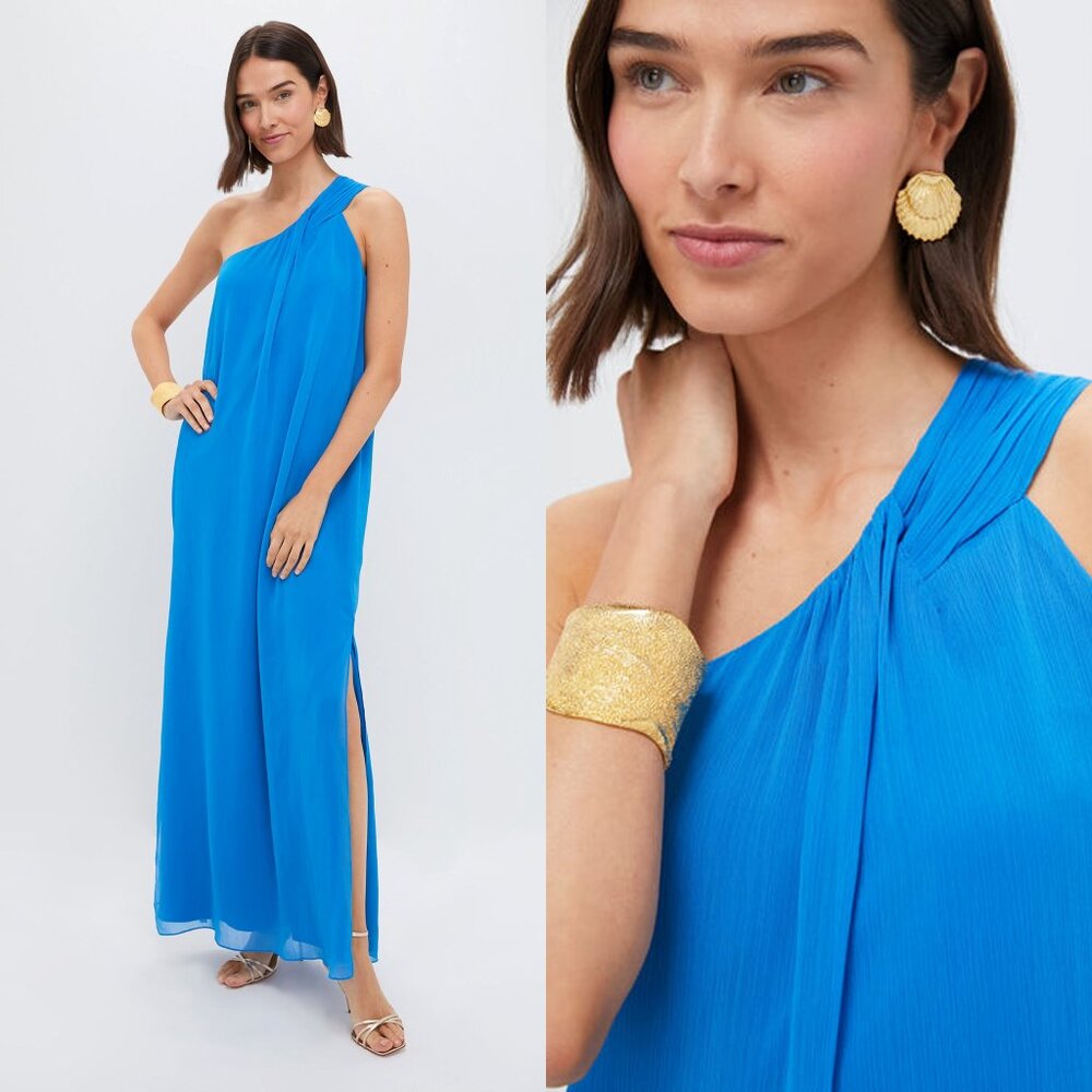 Pomander Place One-Shoulder Maxi Dress in Electric Blue